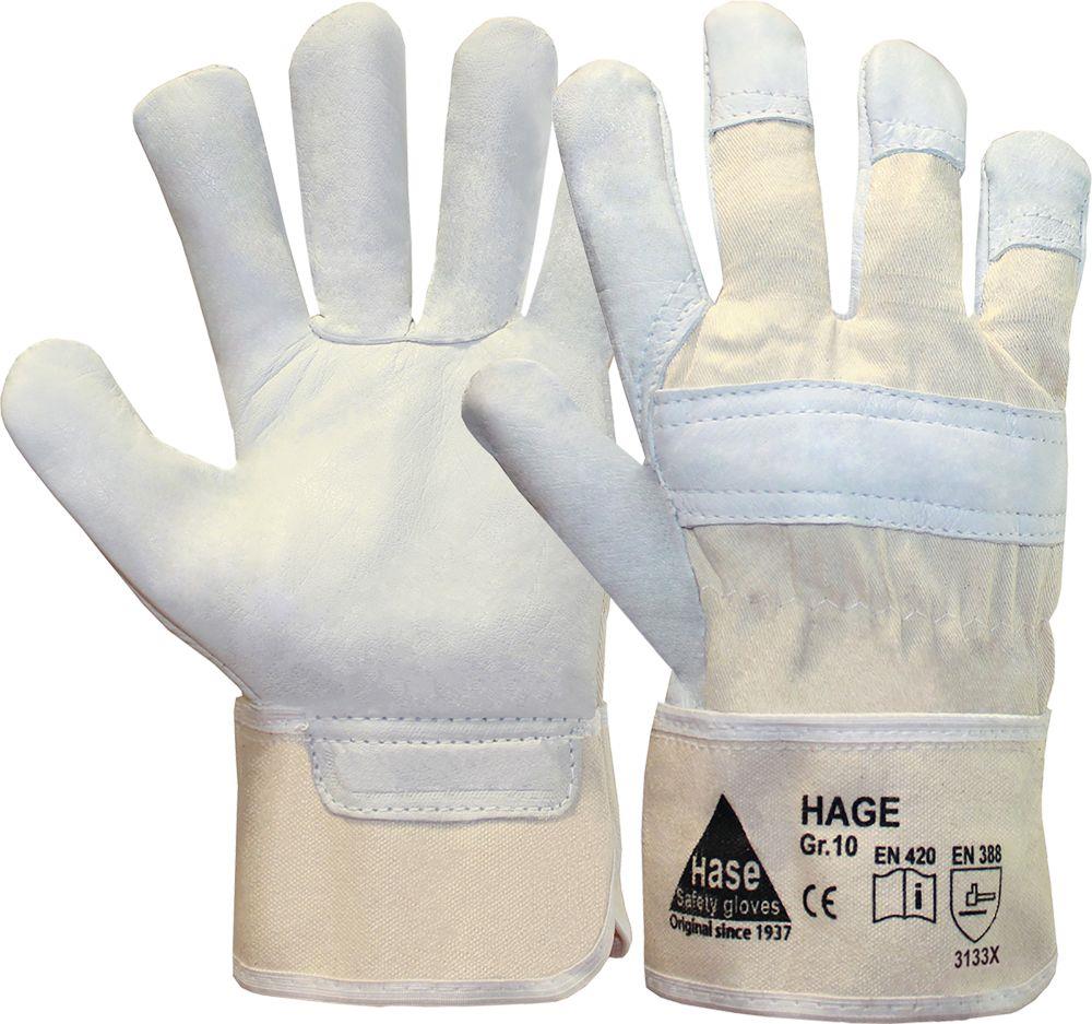 HAGE Leder-Arbeitshandschuh Kat II natur/beige Gr. 06