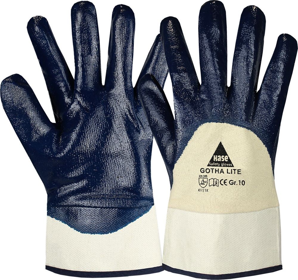 GOTHA LITE Nitril-Arbeitshandschuh Kat II natur/blau Gr. 12