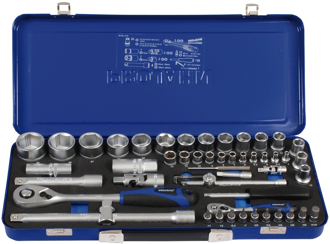 Xi-on Steckschlüssel - Metallkoffer metrisch 54tlg. (1/4" + 1/2")