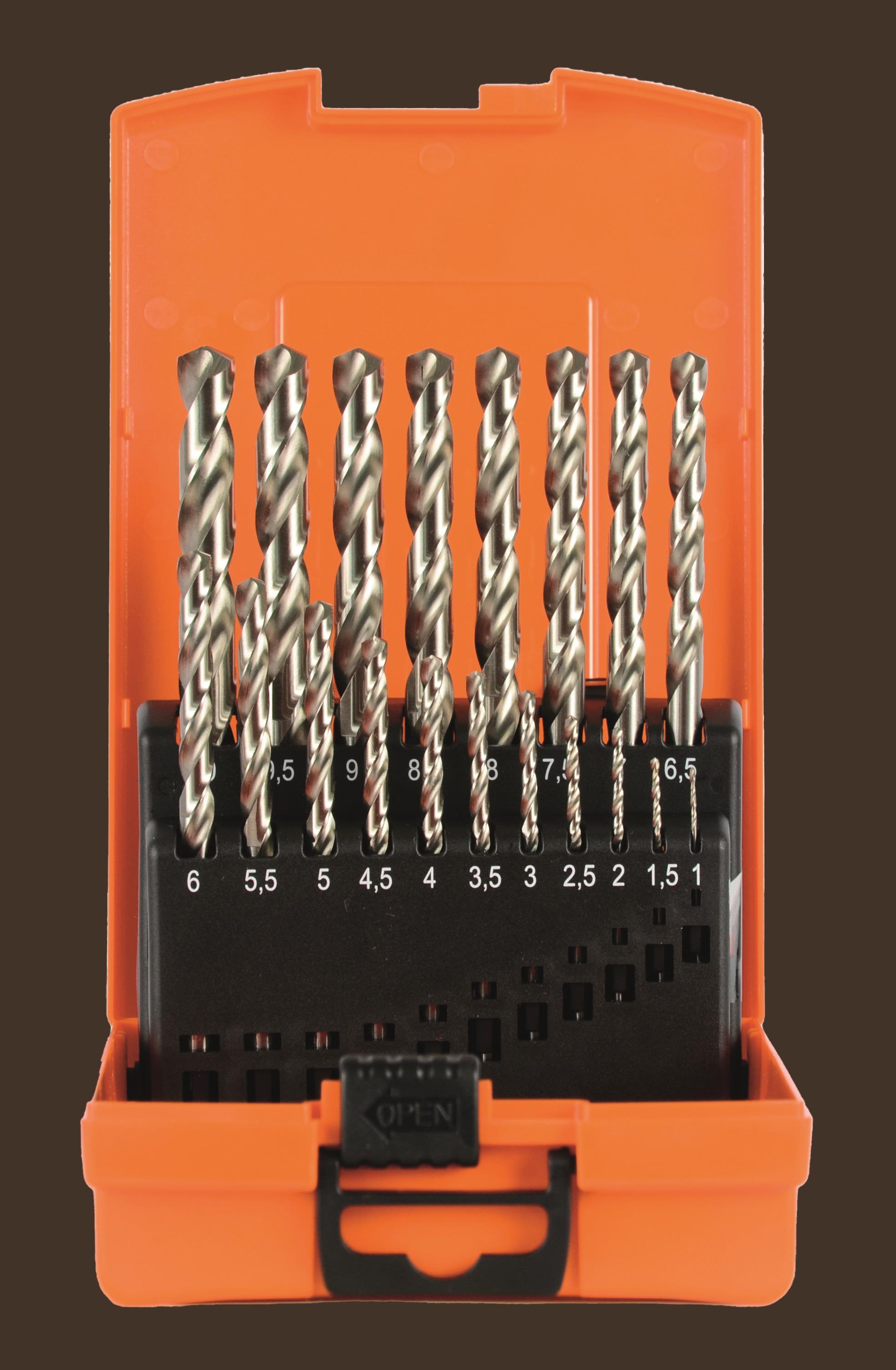 Spiralbohrer-Sets DIN 338 BASIC HSS-G 19-tlg. d= 1-10/0,5 mm steigend