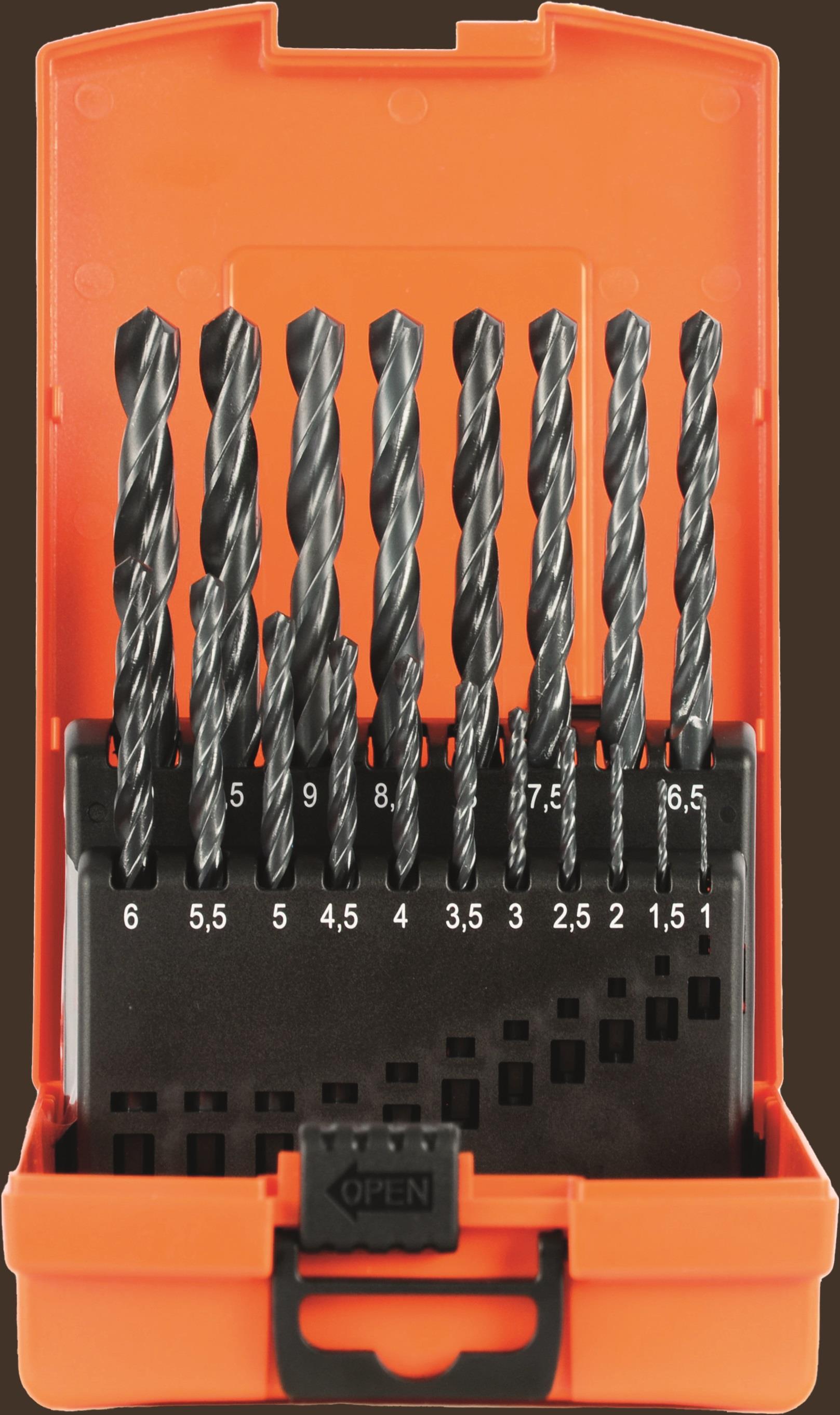 Spiralbohrer-Sets DIN 338 BASIC HSS-R 19-tlg. d= 1-10/0,5 mm steigend