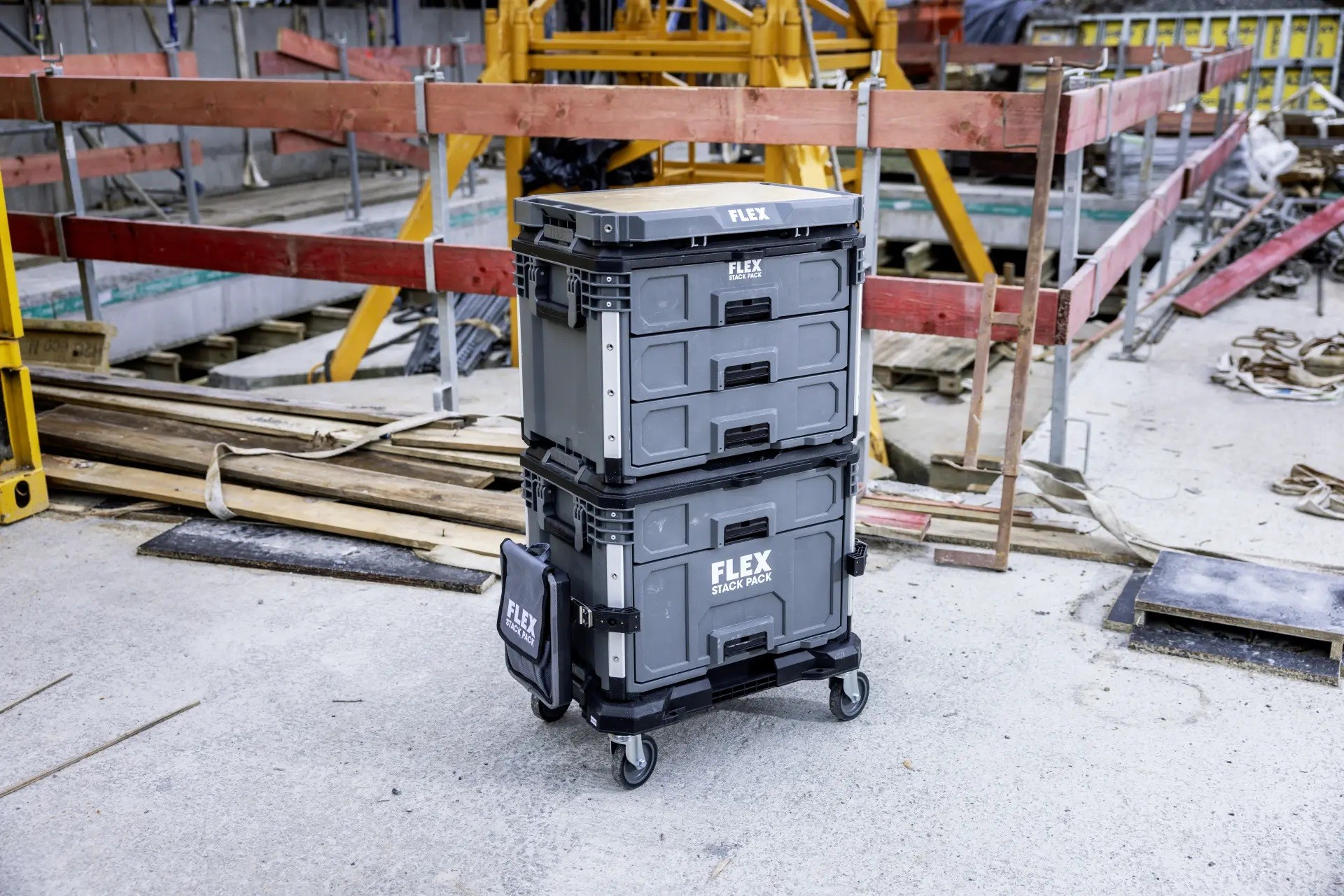 Flex TK-L SP SET-1 Transportkofferset 2 - Rollwagen inkl. 3 + 2 Schubladenboxen und Arbeitsplatte 