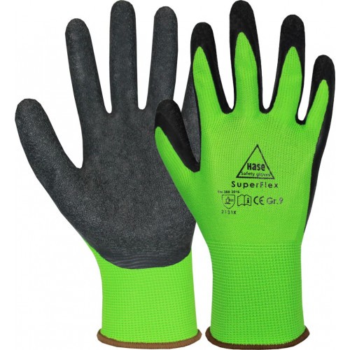 SUPERFLEX GREEN Montagehandschuh Latexschaum/Polyamid Gr. 06