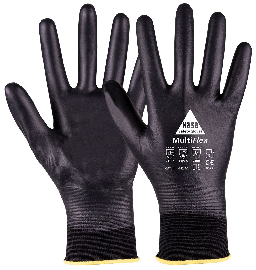 MultiFlex, Chemikalienschutzhandschuh Typ C aus Nylon/PU Kat. III Gr. 08