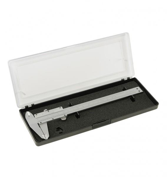 Schieblehre 155 mm mit Feststellschraube, rostfreies Metall, m. Momentfeststellung inkl. Etui