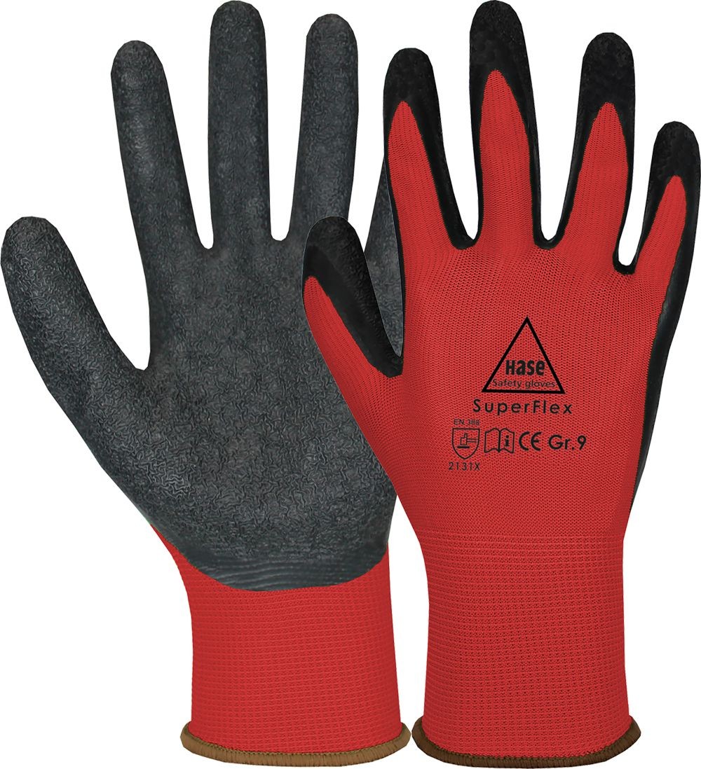 SUPERFLEX RED Montagehandschuh Latexschaum/Polyamid