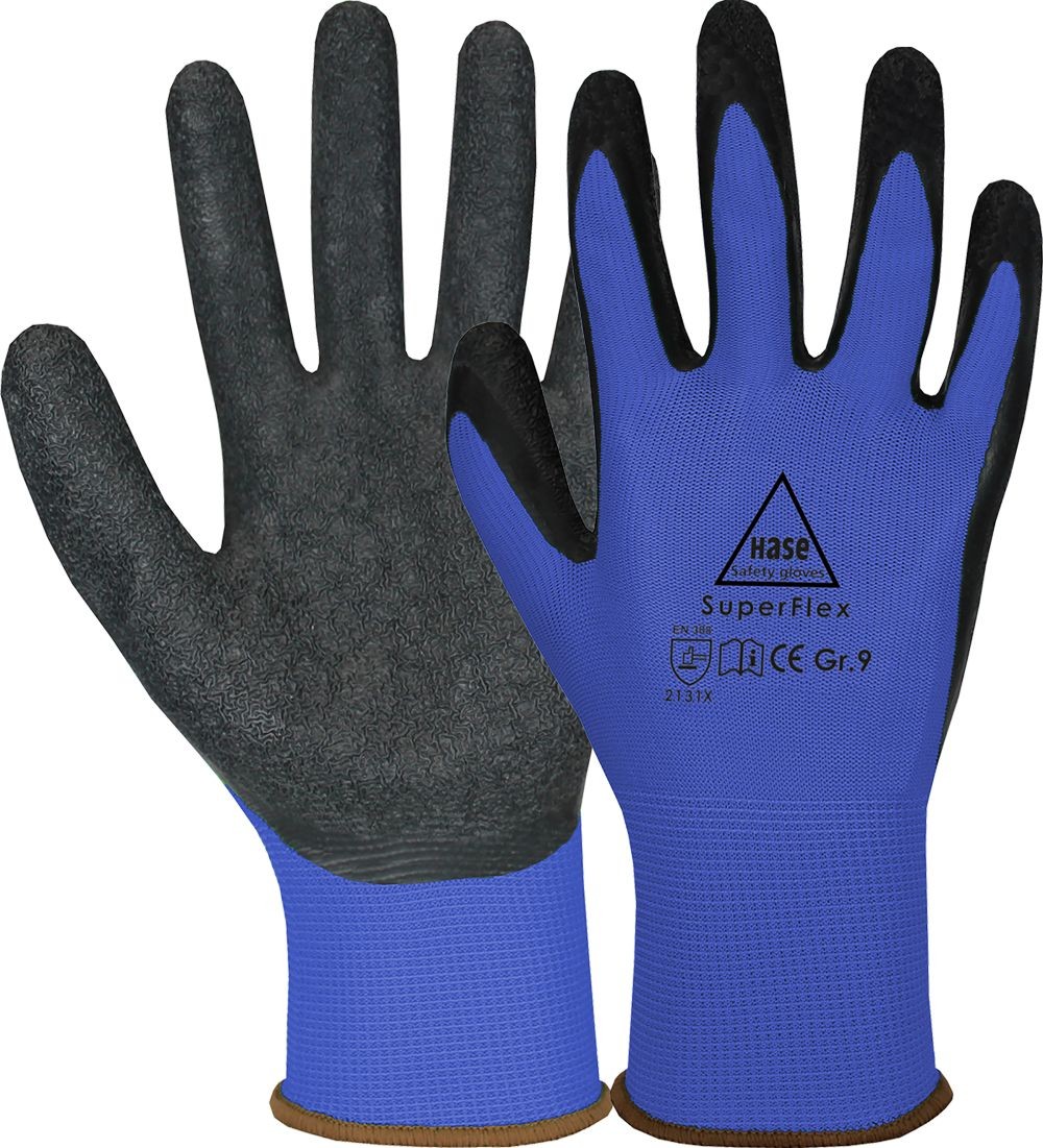 SUPERFLEX BLUE Montagehandschuh Latexschaum/Polyamid Gr. 08