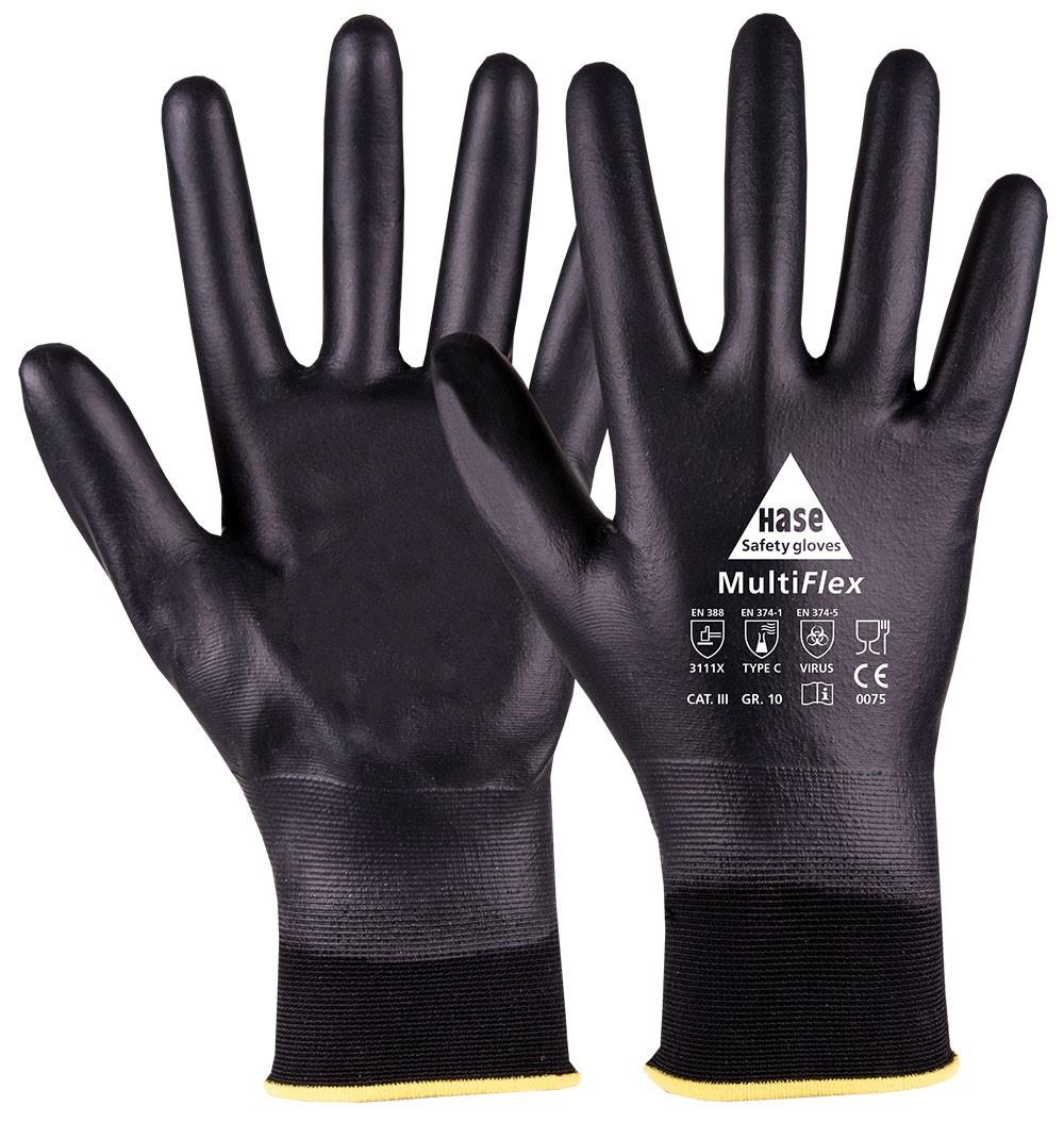 MultiFlex, Chemikalienschutzhandschuh Typ C aus Nylon/PU Kat. III Gr. 07